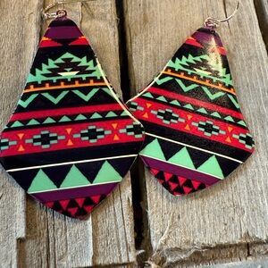 Western Native print earrings NWT